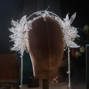 New Bridal Headdress Saint Crown Glaze Tassel Headband Light Luxury Elegant Beautiful Wedding Dress Formal Dress Accessories