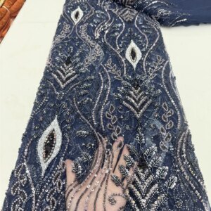 African Nigerian Sequins Beads Lace Fabric 2025 High Quality French Tulle Lace Fabric Embroidery Lace For Bridal Dresses Sewing