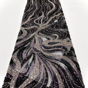 OLOEY High-Quality Handmade African Lace Fabric with Beads And Sequins for Wedding Dresses Fashionable Embroidered Party Wear