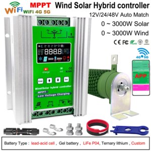 3000w 5kw Wind Turbine 3000W Solar Panel Wind Solar Hybrid System MPPT Charge Controller With Dump Load 12V 24V 48V Regulator