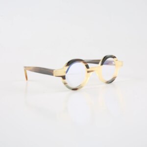 Man Flasses Frames Unique Round Vintage Stripes Handmade Honey Black Horn Prescription Eyeglass Frames Optical Lenses Eyewear