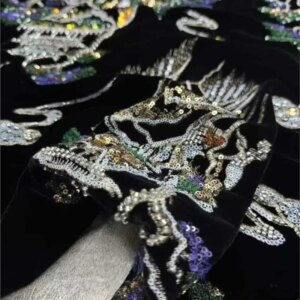 High-end custom-made silk velvet beaded heavy-duty embroidered fabric Chinese-style jia coat