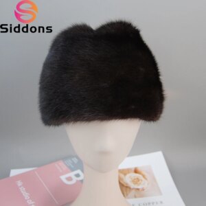 2025 Winter Unisex Top Real Mink Fur Bomber Hat Genuine Marten Head Warm Black/Brown Caps Outdoor Windproof Warm Mink Fur Hats