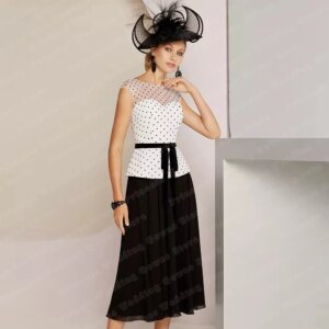 Customized Elegant Mother Of The Bride Dress Chiffon Sleeveless Scoop Neck Tea Length Plus Size For Woman Simple Wedding Guest G