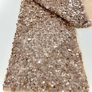 African Lace Fabric 2025 Sequins Beaded Embroidery Groom Nigerian Bridal High Quality French Tulle Lace Fabric For Wedding Dress