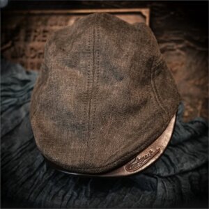 Beret for men with vintage handmade peaked cap mouth short brim forward women horseskin