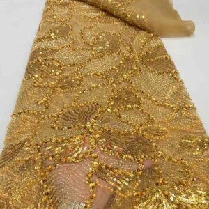 Africa Nigerian Beaded French Mesh Lace With Sequins High Quality 2025 Embroidery Lace Sequins Lace For Wedding Dresses Women