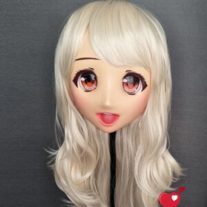 (Ouzha-05)Japan Anime Kigurumi Masks Cosplay Kigurumi Cartoon Character Role Play Half Head Lolita Doll Mask With Eyes And Wig
