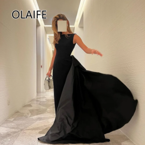 Modest Spaghetti Straps Satin Solid Formal Evening Gown Sheath Sexy Backless Prom Dress with Train فساتين سهرة Customized