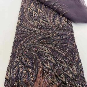 2025 African French Nigerian High End Tulle Lace Fabric Embroiderg Mesh With Beads Sequins for Wedding Party Bride Sewing Dress