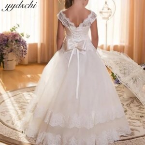 Evening Party Baby Girls Pageant Dress Ball Gown Kids Lace Dress Bridesmaid Appliques 2025  Flower Girl Wedding Dress Birthday