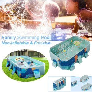 Indoor Outdoor Swimming Pool Non-Inflatable Foldable Portable Swim Play Pool Bath Bucket Family Entertainment Party 2.6/3m Pools