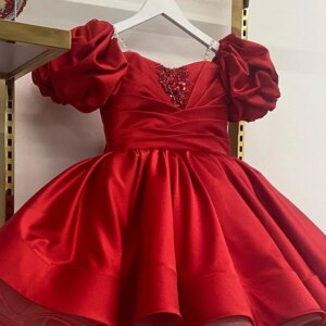 New Girls Elegant Petal Sleeve dress Wedding Party Fairy Sweet Luxury Girl Ball Baptismal Eucharist Evening dress