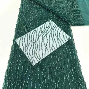 2025 High Quality French Groom Embroidery Sequins Lace Fabrics Luxury African Heavy Beads Lace Fabric For Christmas Sewing