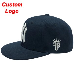 Customed Cap Dark Blue Personal Number Club Name 3D Embossed Raised Text Logo Hip Hop Baseball Football Tennis Hat
