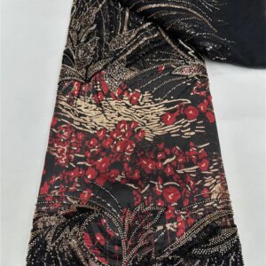 Latest Hot Sale Fashion Africa Lace Fabric High Quality Handmade Embroidery Lace With Beads Sequins Party For Wedding Dress