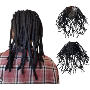 12 inches Malaysian Virgin Human Hair Hairpieces #1 Jet Black Color Wave Dreadlocks PU Toupee 8×9 Skin Units for Black Men