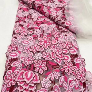 5 Yards Blue 3D Flower Tulle Lace Fabric African Fabric Lace High Quality 2025 White Bridal Lace Fabric For Wedding Party Dress