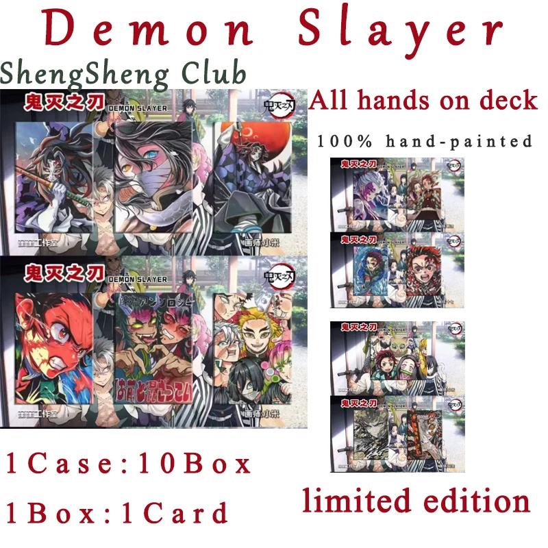 New Demon Slayer Fully Hand-painted Cards In 6.3×8.8cm Wholesale Full Sets Anime Character Collection Card Hobbies Gift