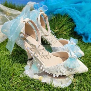 Bow Lolita Lo Shoes Adult Wedding French Pointed High Heels