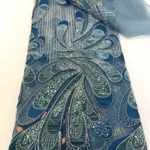 Africa Nigerian Beaded French Mesh Lace With Sequins High Quality 2025 Embroidery Lace Sequins Lace For Wedding Dresses Women