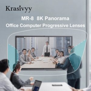 8K MR-8 Office Computer Progressive Lenses Panorama Wide Vision Area for Distance Intermediate Reading Multifocal Anti Blue Lens