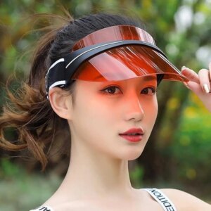 New Pink Clear Visors Sun Protection Golf Cap for Women Men Running Travel Beach Cycling Big Brim Adjust Waterproof Baseball Cap