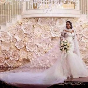 Luxury Women Wedding Dress Sexy Sheer Sleeves Full Sleeves Appliqued Beads Mermaid Bridal Gown Formal Birthday Red Carpet Robe