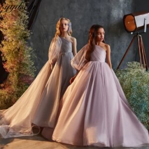 Flower Girl Wedding Dress 2025  Long Dress Evening Party O-neck Birthday Europe Style  Baby Girls Pageant Dress Lace Ball Gown