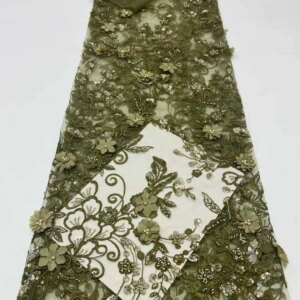 Luxury 3D Nigerian Fabric African Beaded Lace Fabric Embroidery Lace French Sequins Lace Fabric Nigerian Tulle Lace For Party