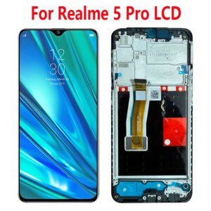 6.5” Original For Realme 5 Pro LCD Display Touch Screen Digitizer Assembly For Realme 5 Pro LCD With Frame RMX1971