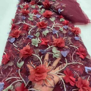 Latest African 3D Flower Lace Fabric 2025 High Quality Lace Material French Nigerian Lace Fabrics for Women Party Wedding
