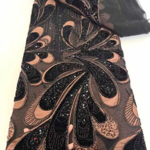 2025 African French Nigerian High End Tulle Lace Fabric With Beads Sequins Mesh for Embroiderg Wedding Party Bride Sewing Dress
