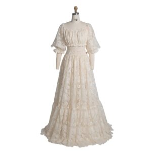 2 Piece Set Lace Dress for Photo Shoot Woman Maxi Dress Photography Props YW240076