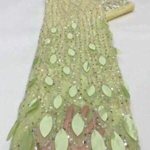 Luxury African Sequin Beaded Lace Fabric 2025 High Quality Groom Nigerian Wedding Bridal Embroidery French Tulle Sewing