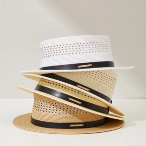Summer new top hat white hollow flat for men and women universal wai holiday breathable