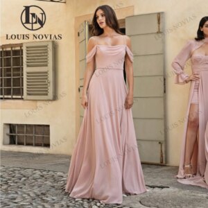 LOUIS NOVIAS Bridesmaid Dresses Sexy Chic Spaghetti Straps Backless Sleeveless Chiffon Wedding Party Vestidos De Luxo Para Festa