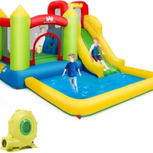 Inflatable Water Slide, 12x9FT Bounce House Water Slide for Kids Outdoor w/Large Jumping Area, 480w Blower, 2-pcs, Climbing, Spl