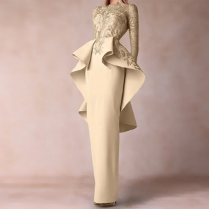 Classic O-Neck Appliquins Tiered Straight Formal Evening Dresses Birthday Party Prom Gowns Customized