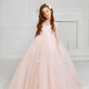 Blush Flower Girl Dress Girls Dress High-end Custom Hand-sewn Fluffy Tulle Princess Dress