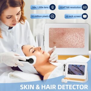 10 inch HD Display Professional Skin Analyzer 50X/200X Magnifying Pore Magnifier Hair Follicle Scalp Detector Skin Test Device