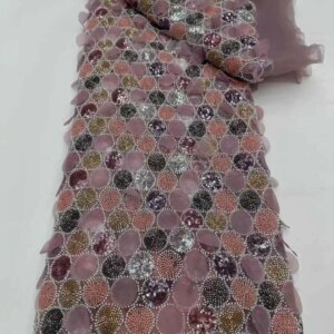 African Nigerian Heavy Beads Lace Fabric French Sequins Net Lace Fabrics 2025 High Quality Lace Wedding Party Dress Sewing