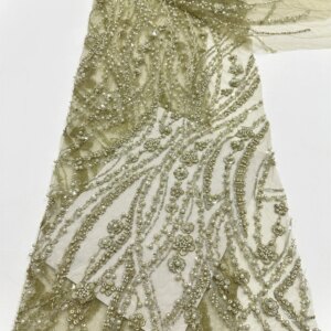 High Quality African French Handmade Beaded Lace Fabric 2025 Sewing Sequins Embroidery Nigeria Lace Fabric For Women Wedding