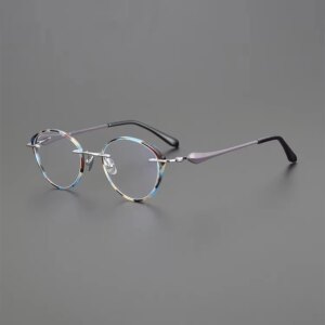 Small-size Cat’s Eye Myopia-proof Blue Light Handmade Glasses Frame Fashion Color Matching Ultra-light Titanium Reading Glasses.