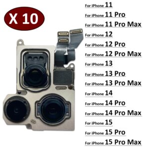10Pcs/Lot, Rear Main Back Camera Flex Cable For iPhone 11 12 13 14 15 Pro Max Plus Mini Replacement Parts