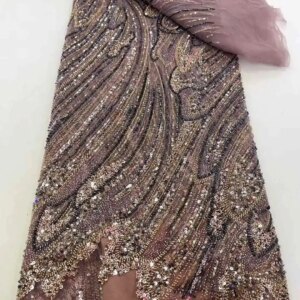 Africa Nigerian Beaded French Mesh Lace With Sequins High Quality 2025 Embroidery Lace Sequins Lace For Wedding Dresses Women