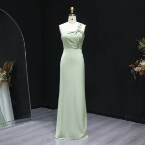 Sharon Said Elegant Green Sleeveless One Shoulder Long Mermaid Weeding Guest Dress BS003 Customized