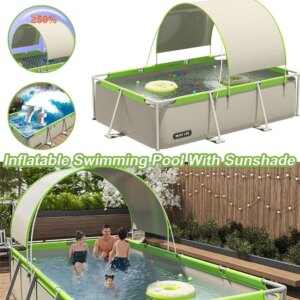 1.9/2.6/3.9/4.5m PVC Inflatable Swimming Pool With Sun Protect Sunshade Outdoor Family Entertainment Foldable Portable Pools