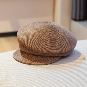 Pleated and shaped baseball cap women’s hat fine woven newsboy solid-color beret