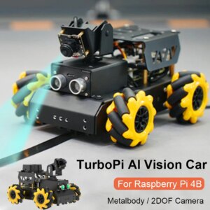 4WD TurboPi Mecanum Wheel Motor Robot Car for Starters Open Source Programmable Robot Car DIY Kit for Raspberry Pi 4B 8GB Camera